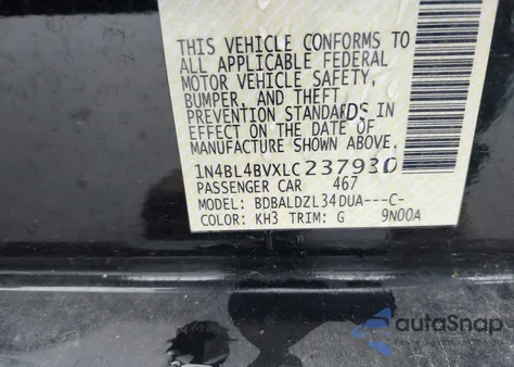 2020 Nissan Altima S Fwd из США, поврежденный, VIN 1N4BL4BVXLC237930